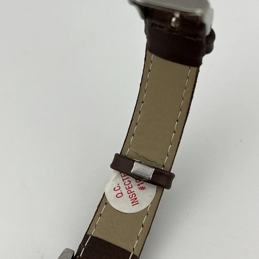Women's Quartz Watch Silver 29mm Case Brown Leather Band- New Battery‎